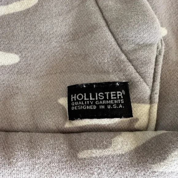 Hollister Gray Camo Hoodie Sweatshirt Size Large - Picture 2 of 7